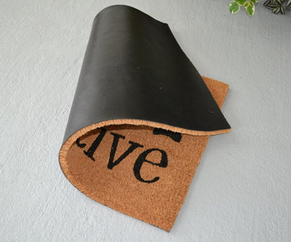 18" X 30" Beige and Black Coir Outdoor Door Mat