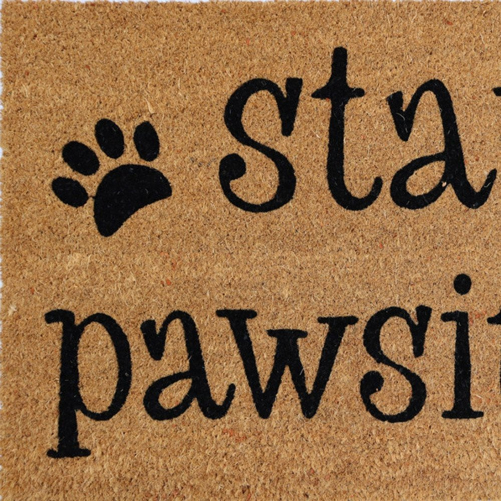 18" X 30" Beige and Black Coir Outdoor Door Mat