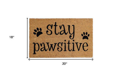 18" X 30" Beige and Black Coir Outdoor Door Mat