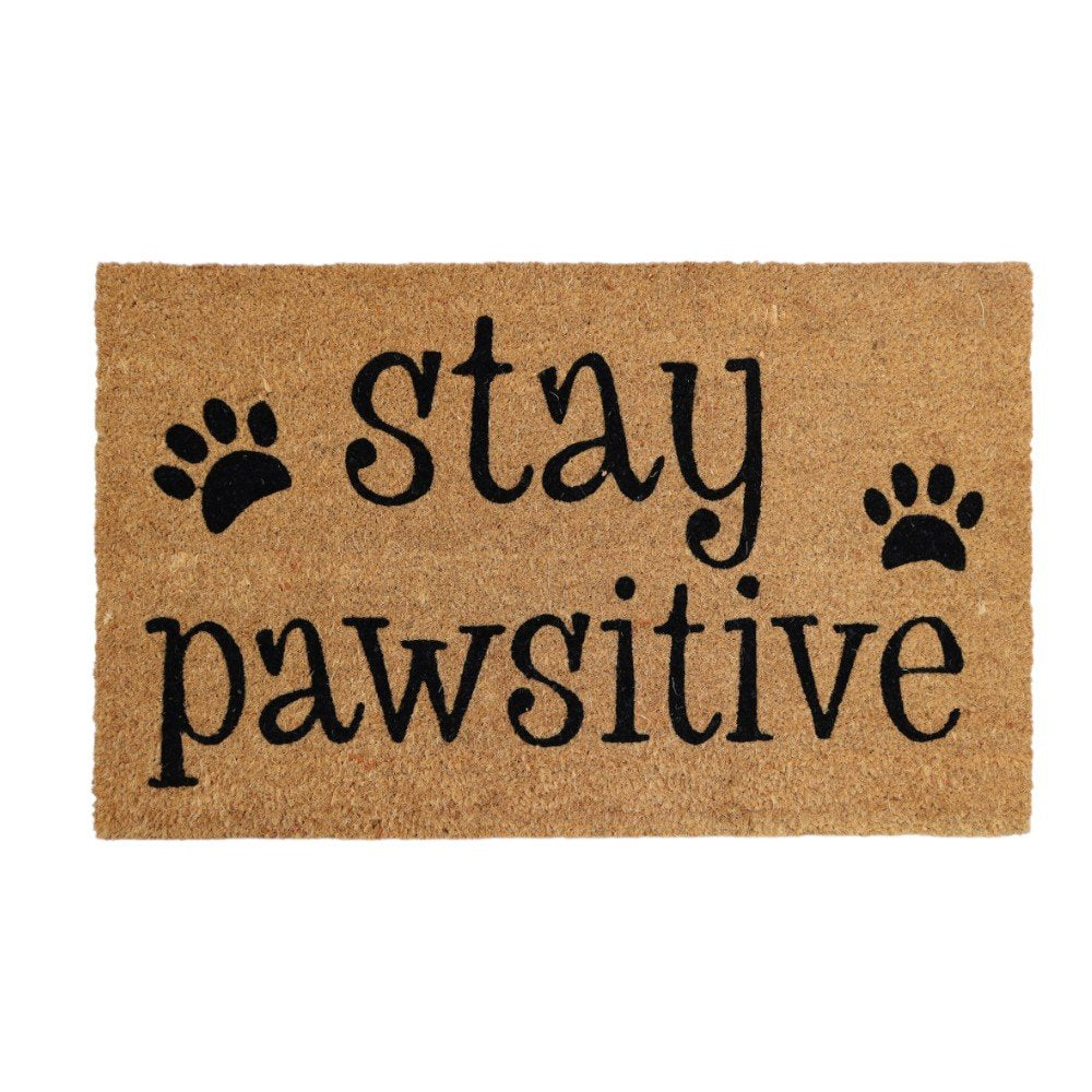 18" X 30" Beige and Black Coir Outdoor Door Mat