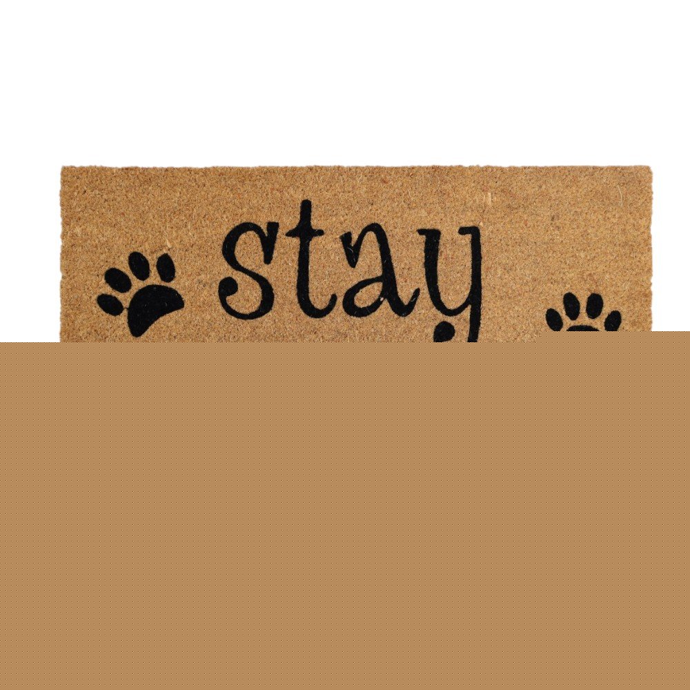 18" X 30" Beige and Black Coir Outdoor Door Mat