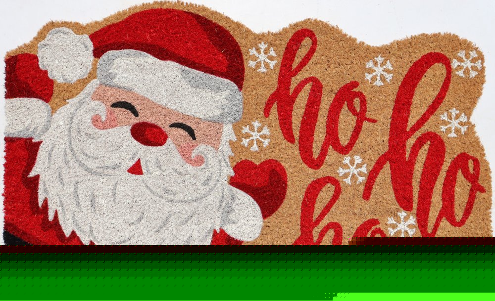 18" X 30" Beige and Red Coir Snowflake Outdoor Christmas Door Mat