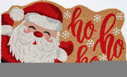 18" X 30" Beige and Red Coir Snowflake Outdoor Christmas Door Mat