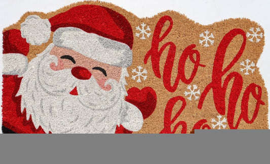 18" X 30" Beige and Red Coir Snowflake Outdoor Christmas Door Mat