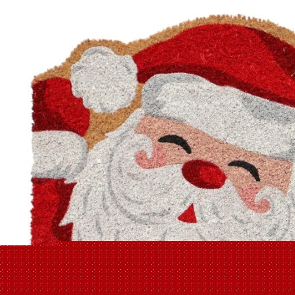 18" X 30" Beige and Red Coir Snowflake Outdoor Christmas Door Mat