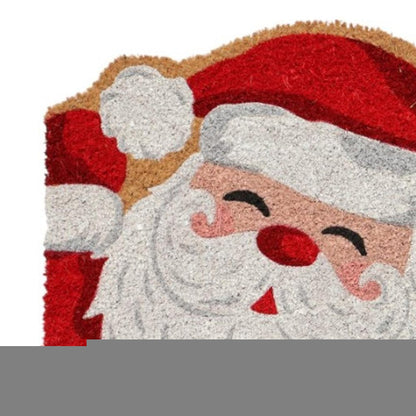 18" X 30" Beige and Red Coir Snowflake Outdoor Christmas Door Mat