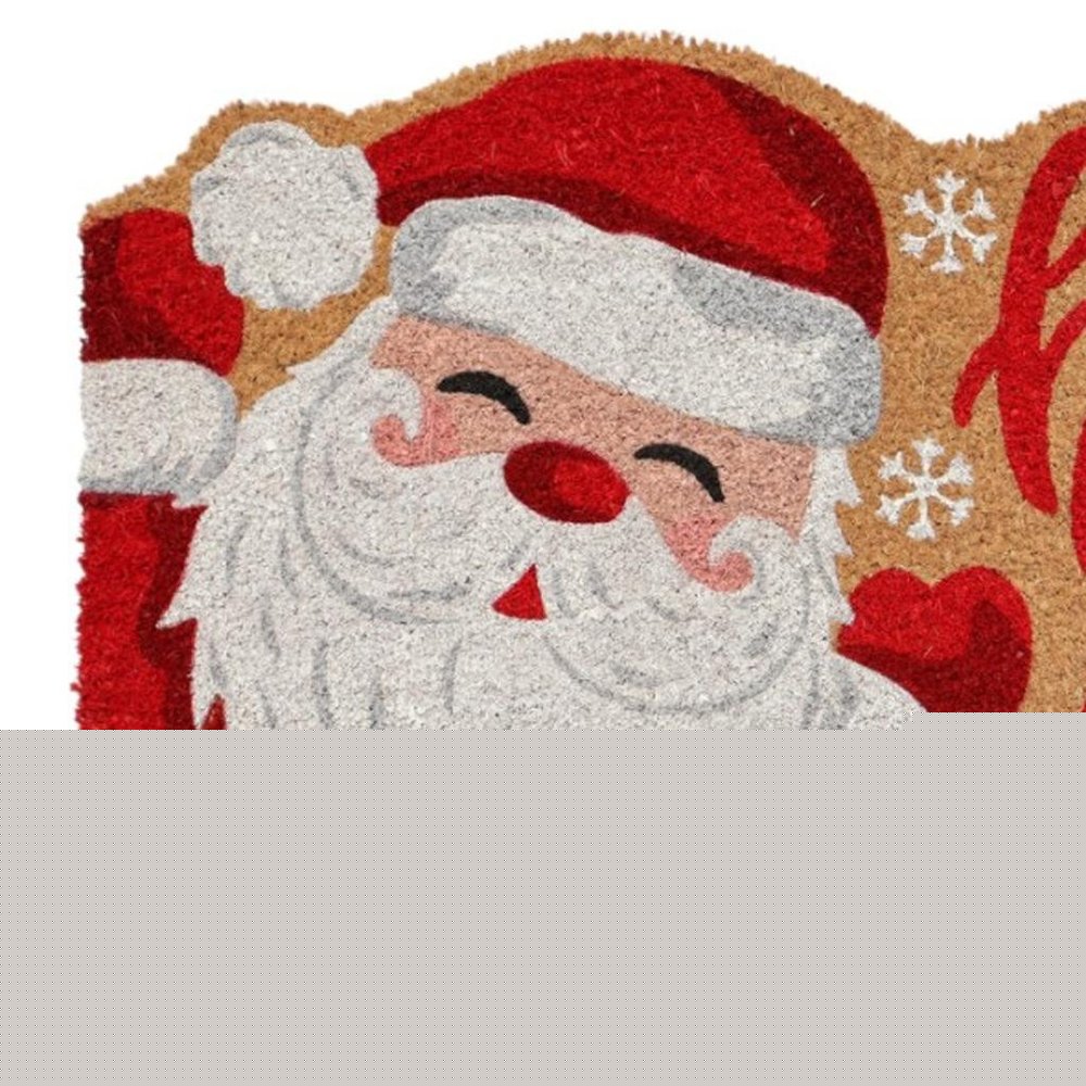 18" X 30" Beige and Red Coir Snowflake Outdoor Christmas Door Mat