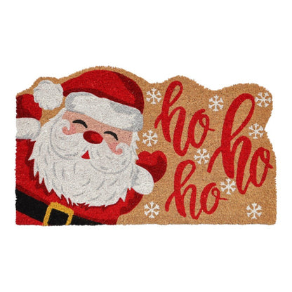 18" X 30" Beige and Red Coir Snowflake Outdoor Christmas Door Mat