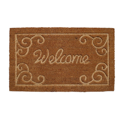 18" X 30" Beige and White Coir Vines Welcome Outdoor Door Mat