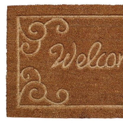 18" X 30" Beige and White Coir Vines Welcome Outdoor Door Mat