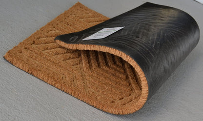 18" X 30" Beige and White Coir Outdoor Door Mat