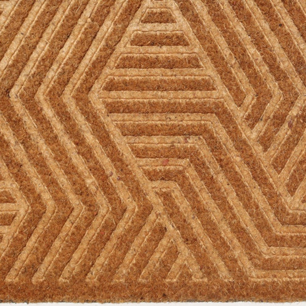 18" X 30" Beige and White Coir Outdoor Door Mat