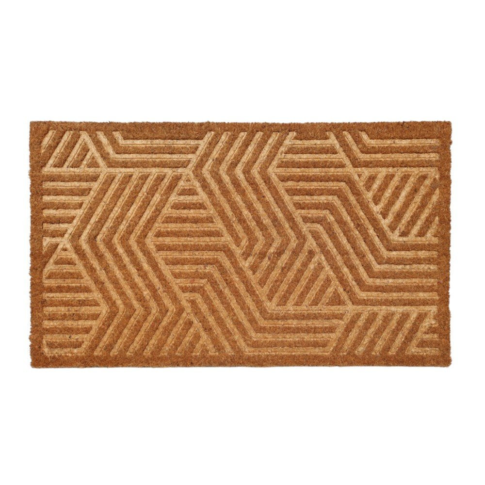18" X 30" Beige and White Coir Outdoor Door Mat