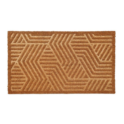 18" X 30" Beige and White Coir Outdoor Door Mat