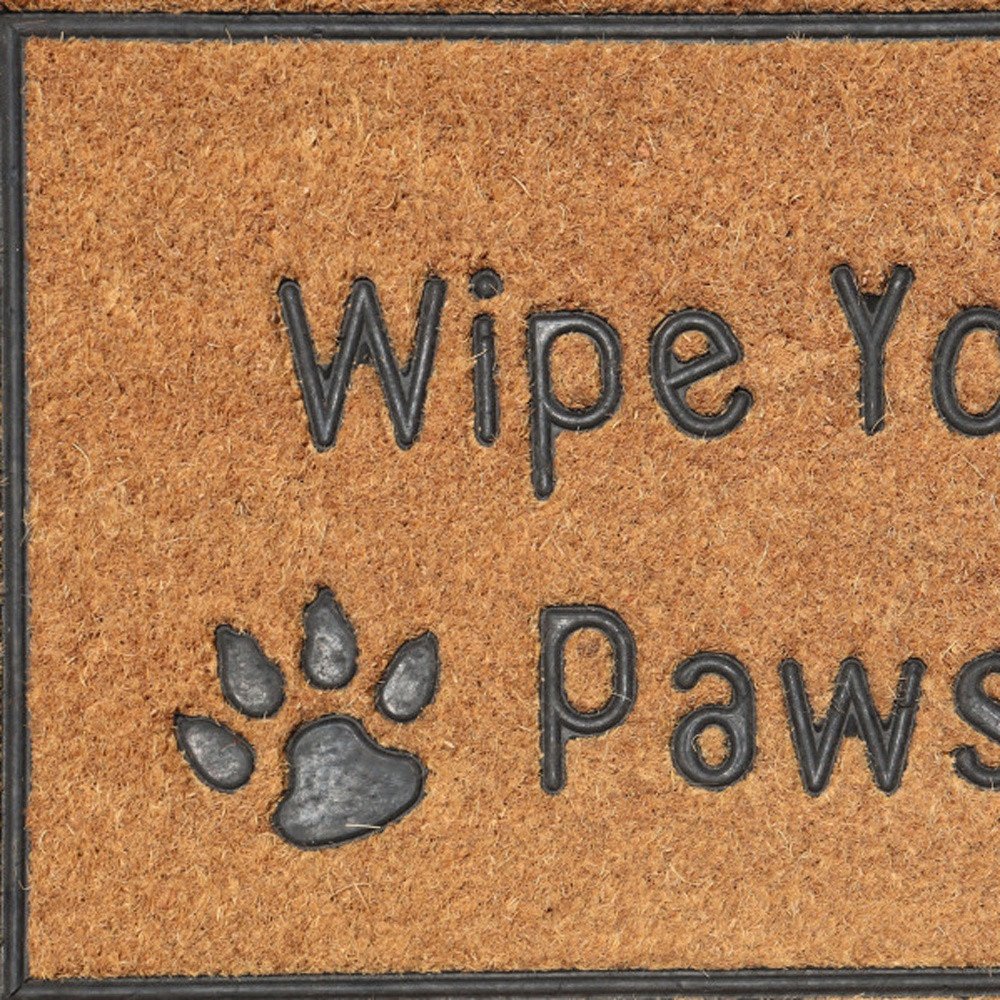 18" X 30" Beige and Gray Coir Wipe Your Paws Outdoor Door Mat