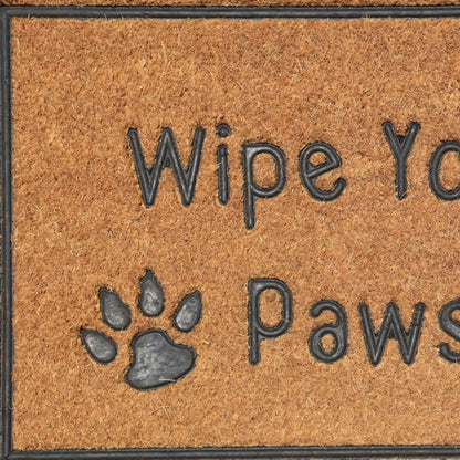 18" X 30" Beige and Gray Coir Wipe Your Paws Outdoor Door Mat