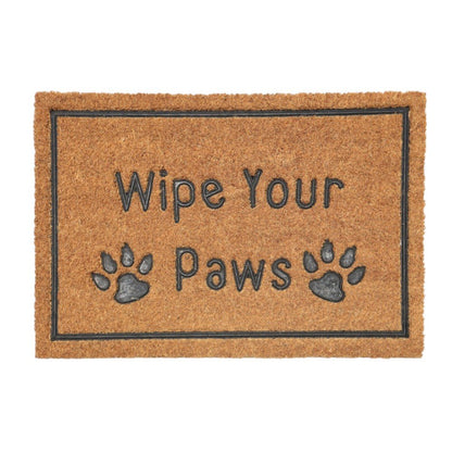 18" X 30" Beige and Gray Coir Wipe Your Paws Outdoor Door Mat