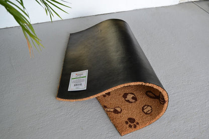 18" X 30" Beige and White Coir Dog Outdoor Door Mat