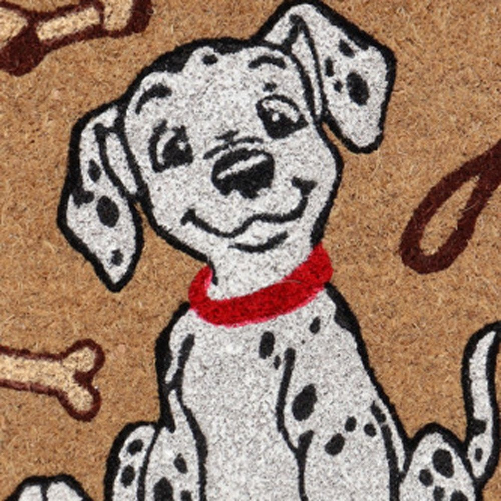 18" X 30" Beige and White Coir Dog Outdoor Door Mat