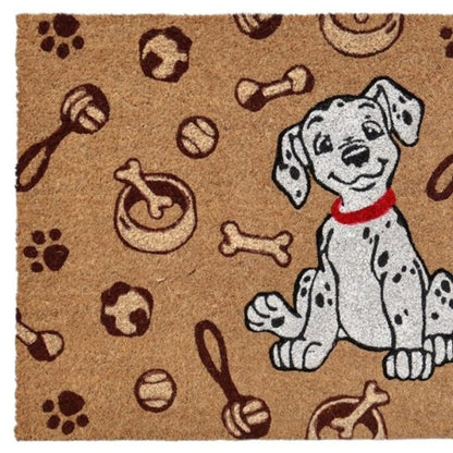 18" X 30" Beige and White Coir Dog Outdoor Door Mat