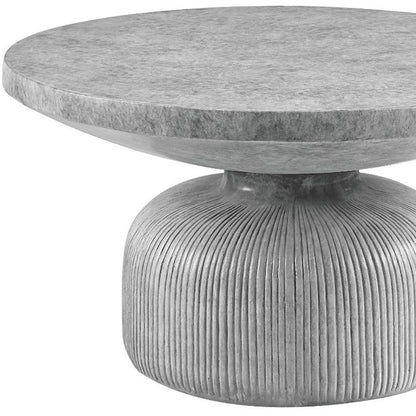 30" Gray Cement Round Pedestal Coffee Table
