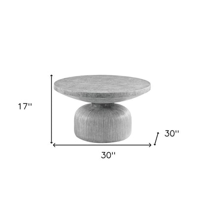 30" Gray Cement Round Pedestal Coffee Table