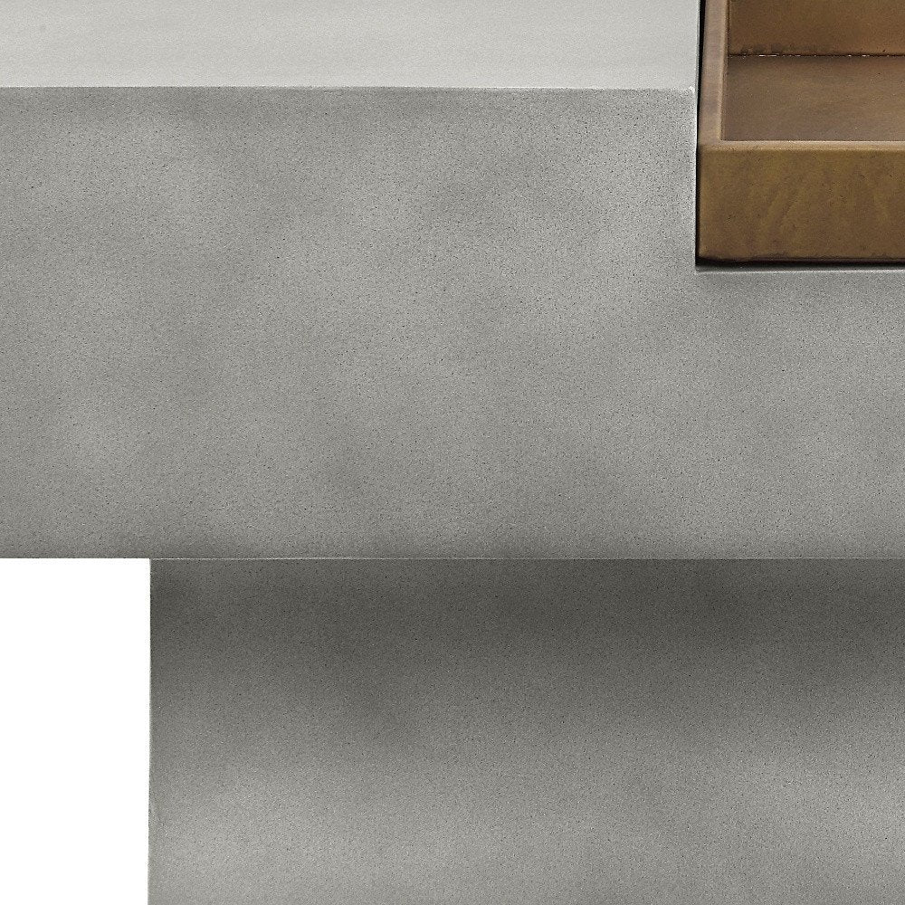 32" Gray Cement Square Distressed Pedestal Coffee Table