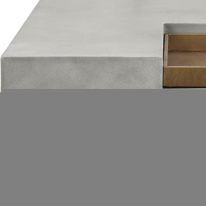 32" Gray Cement Square Distressed Pedestal Coffee Table