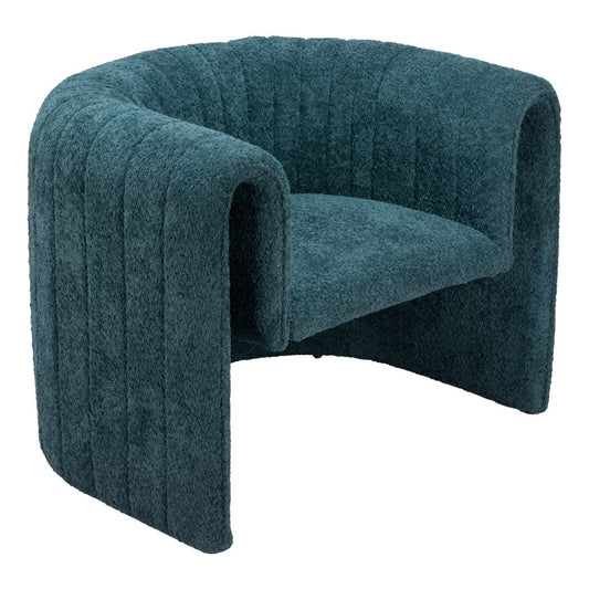 37" Aquamarine Sherpa And Upholstered Tufted Arm Chair