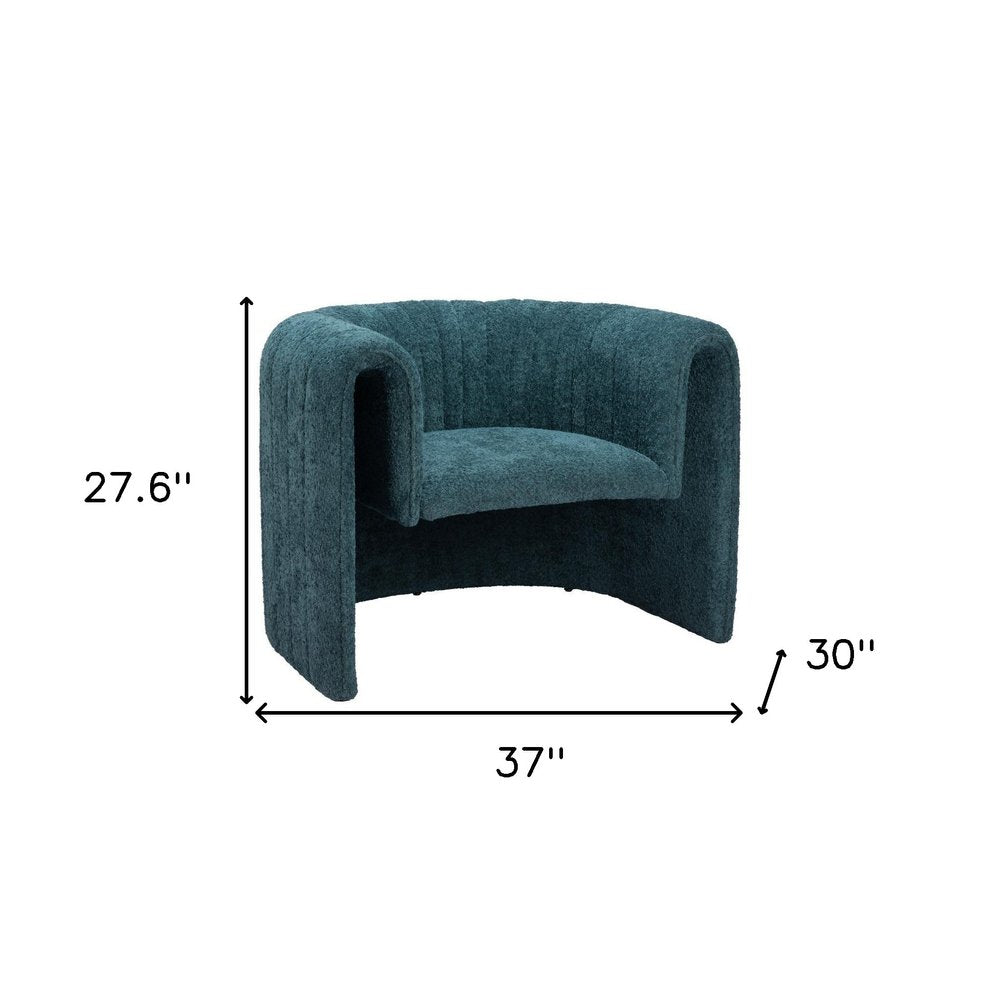 37" Aquamarine Sherpa And Upholstered Tufted Arm Chair