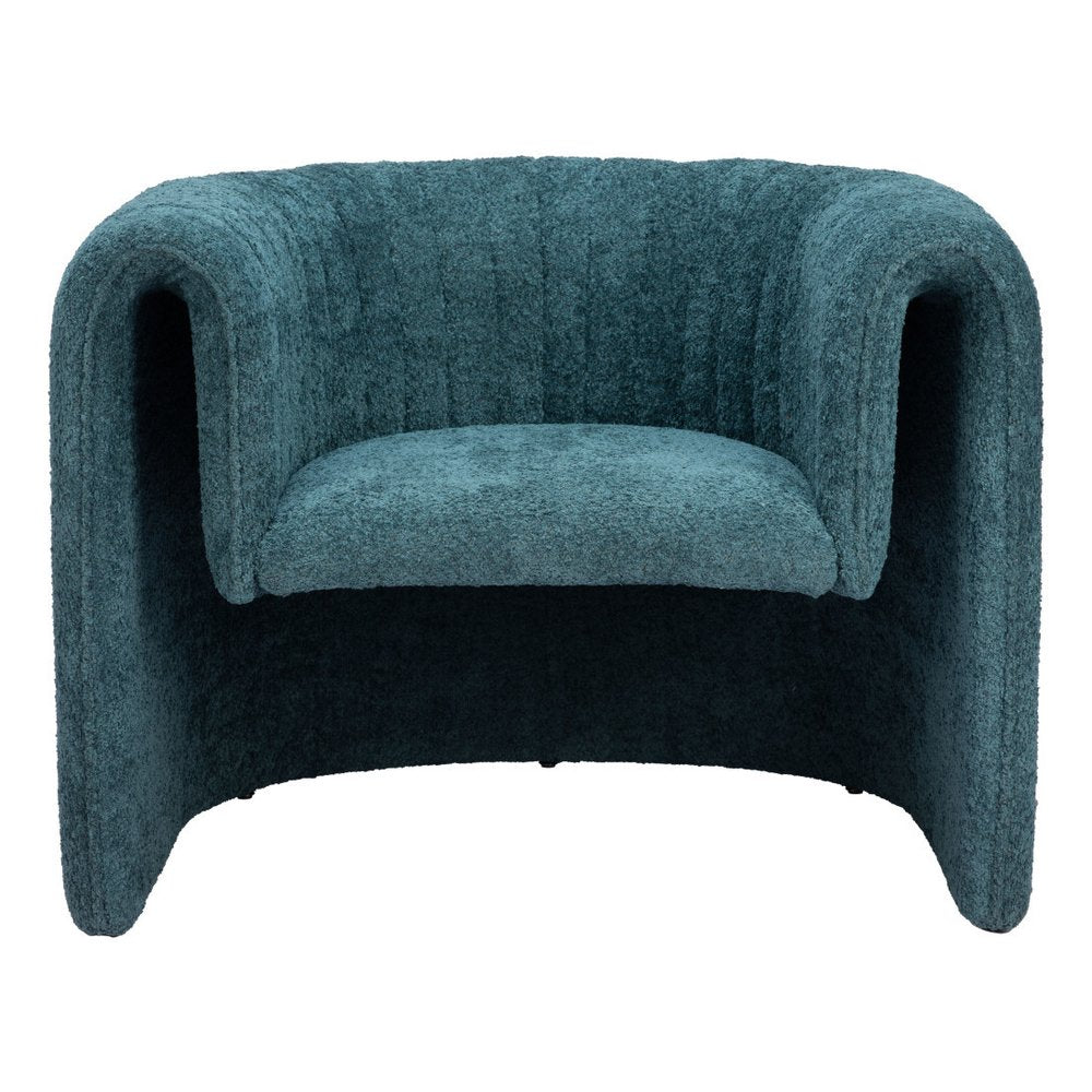 37" Aquamarine Sherpa And Upholstered Tufted Arm Chair