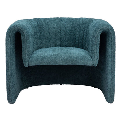 37" Aquamarine Sherpa And Upholstered Tufted Arm Chair