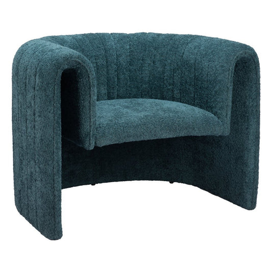 37" Aquamarine Sherpa And Upholstered Tufted Arm Chair