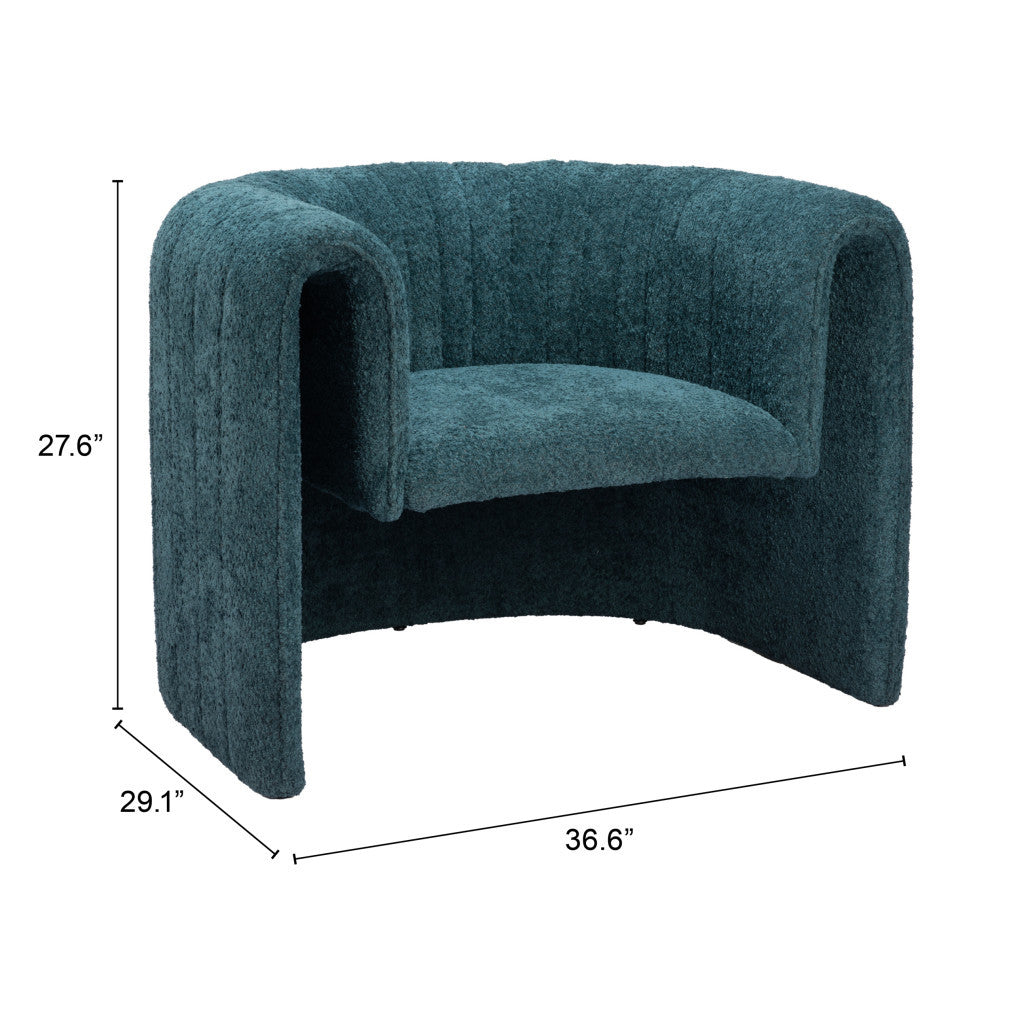 37" Aquamarine Sherpa And Upholstered Tufted Arm Chair