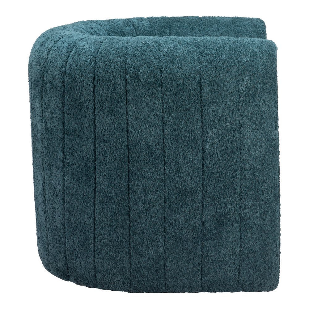 37" Aquamarine Sherpa And Upholstered Tufted Arm Chair