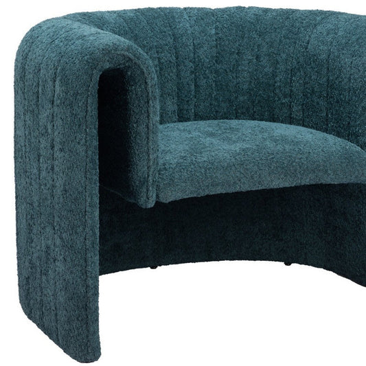 37" Aquamarine Sherpa And Upholstered Tufted Arm Chair