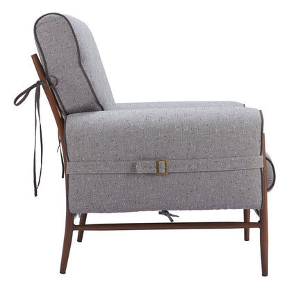 34" Gray And Brown Upholstered Arm Chair