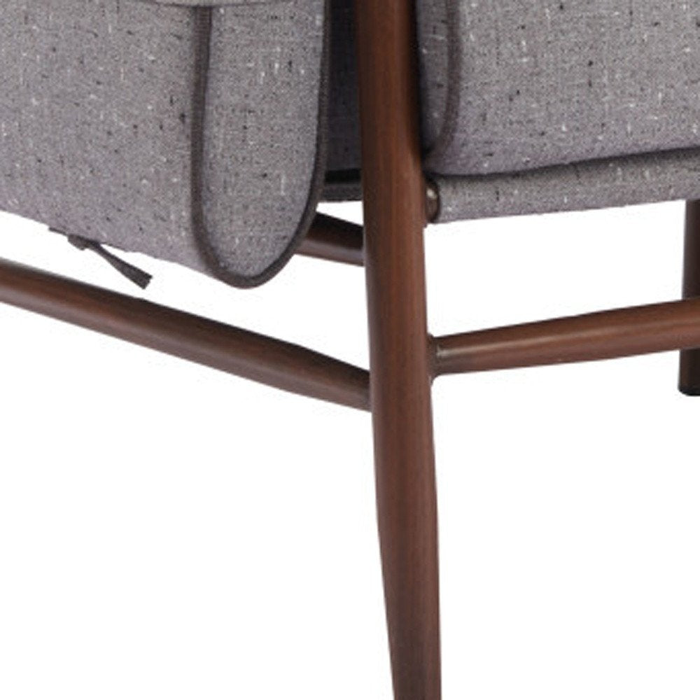 34" Gray And Brown Upholstered Arm Chair