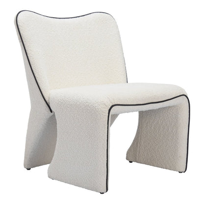 29" Ivory Faux Shearling And Upholstered Side Chair