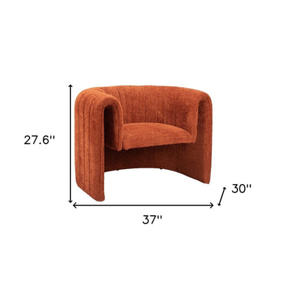 37" Burnt Orange Sherpa And Upholstered Tufted Arm Chair