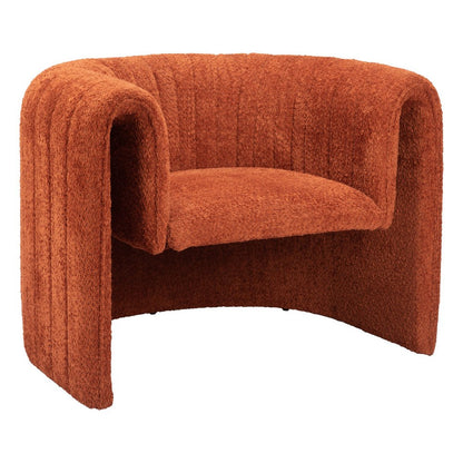 37" Burnt Orange Sherpa And Upholstered Tufted Arm Chair
