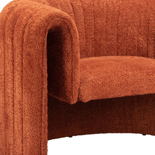 37" Burnt Orange Sherpa And Upholstered Tufted Arm Chair