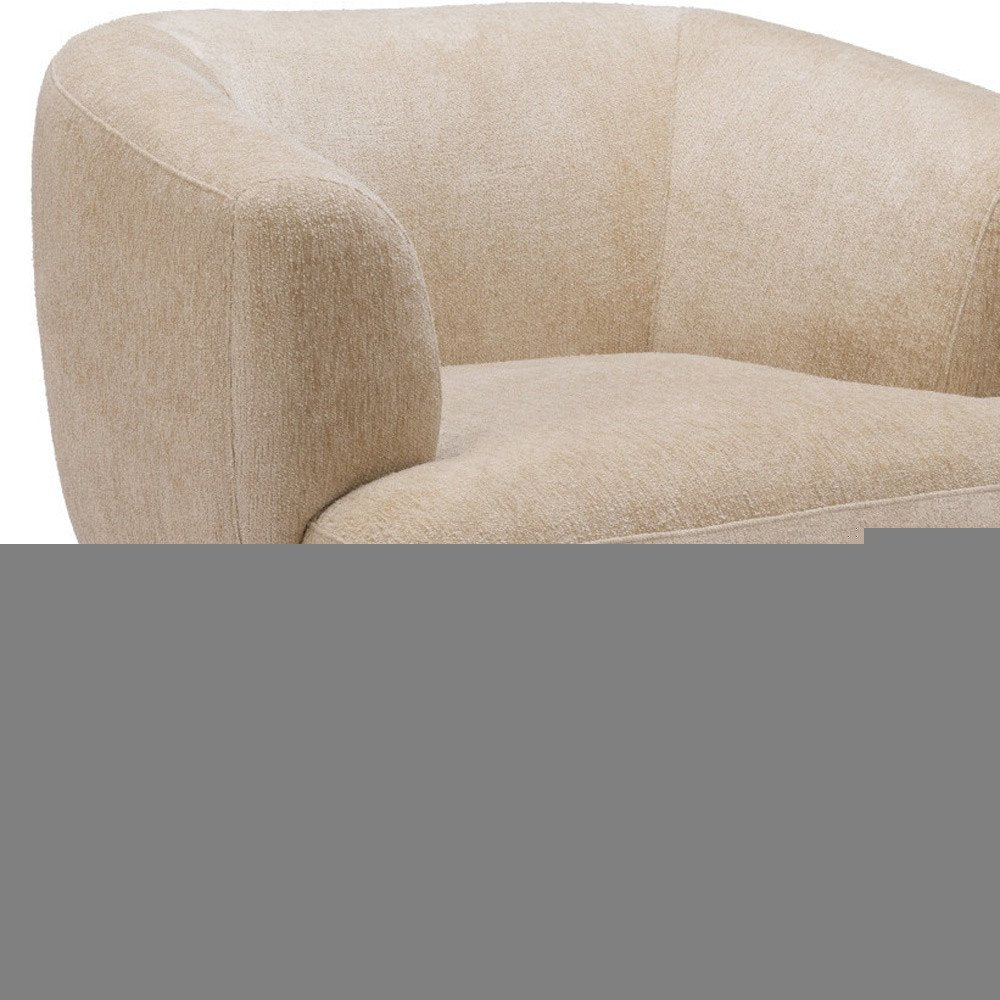 39" Beige And Black Faux Shearling And Upholstered Arm Chair