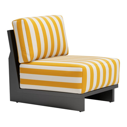 27" White And Yellow And Black Fabric Striped Side Chair