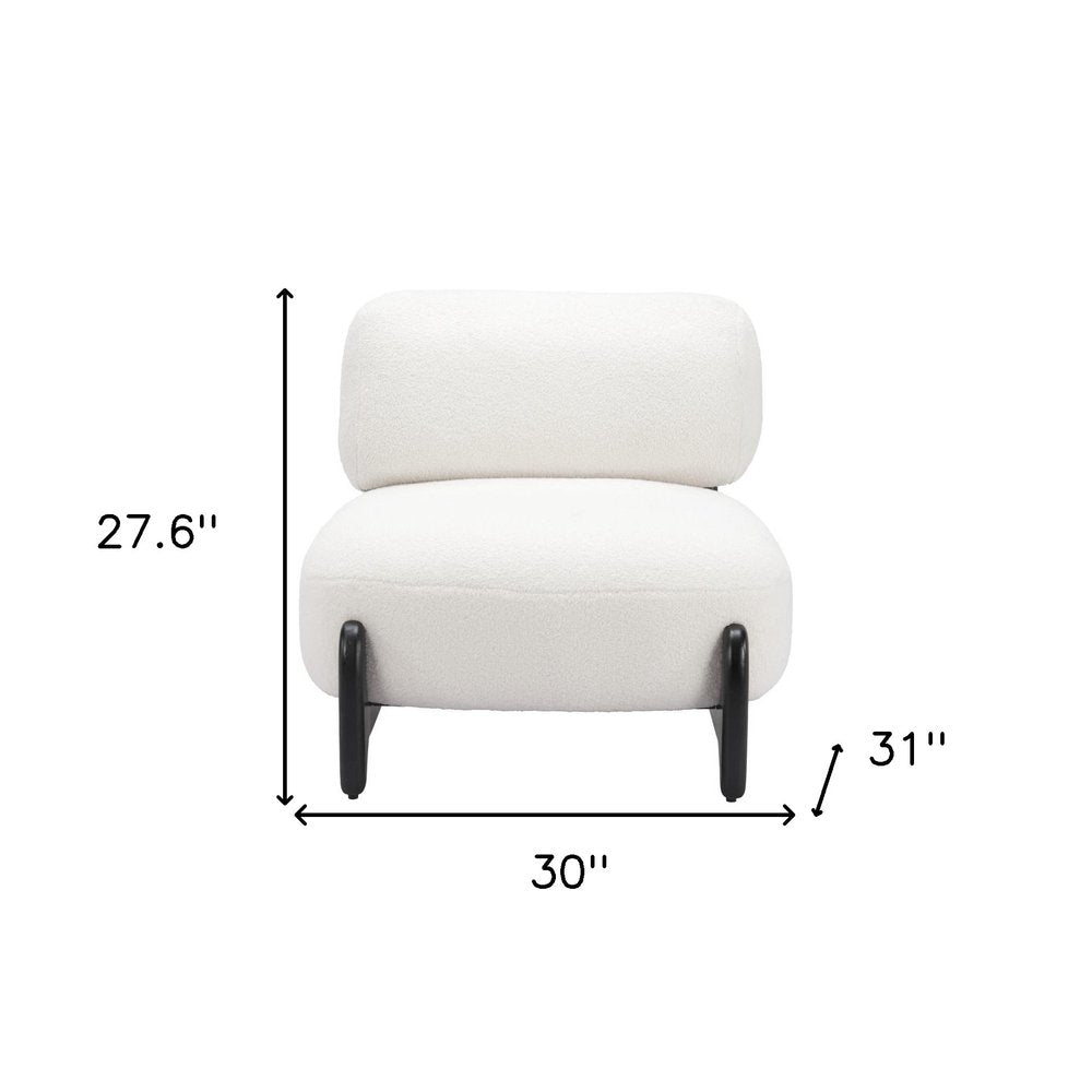 30" White And Black Sherpa And Upholstered Side Chair