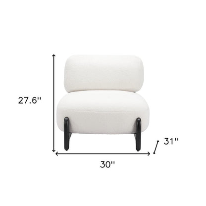 30" White And Black Sherpa And Upholstered Side Chair