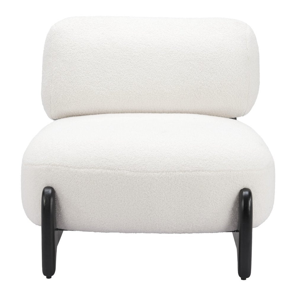 30" White And Black Sherpa And Upholstered Side Chair
