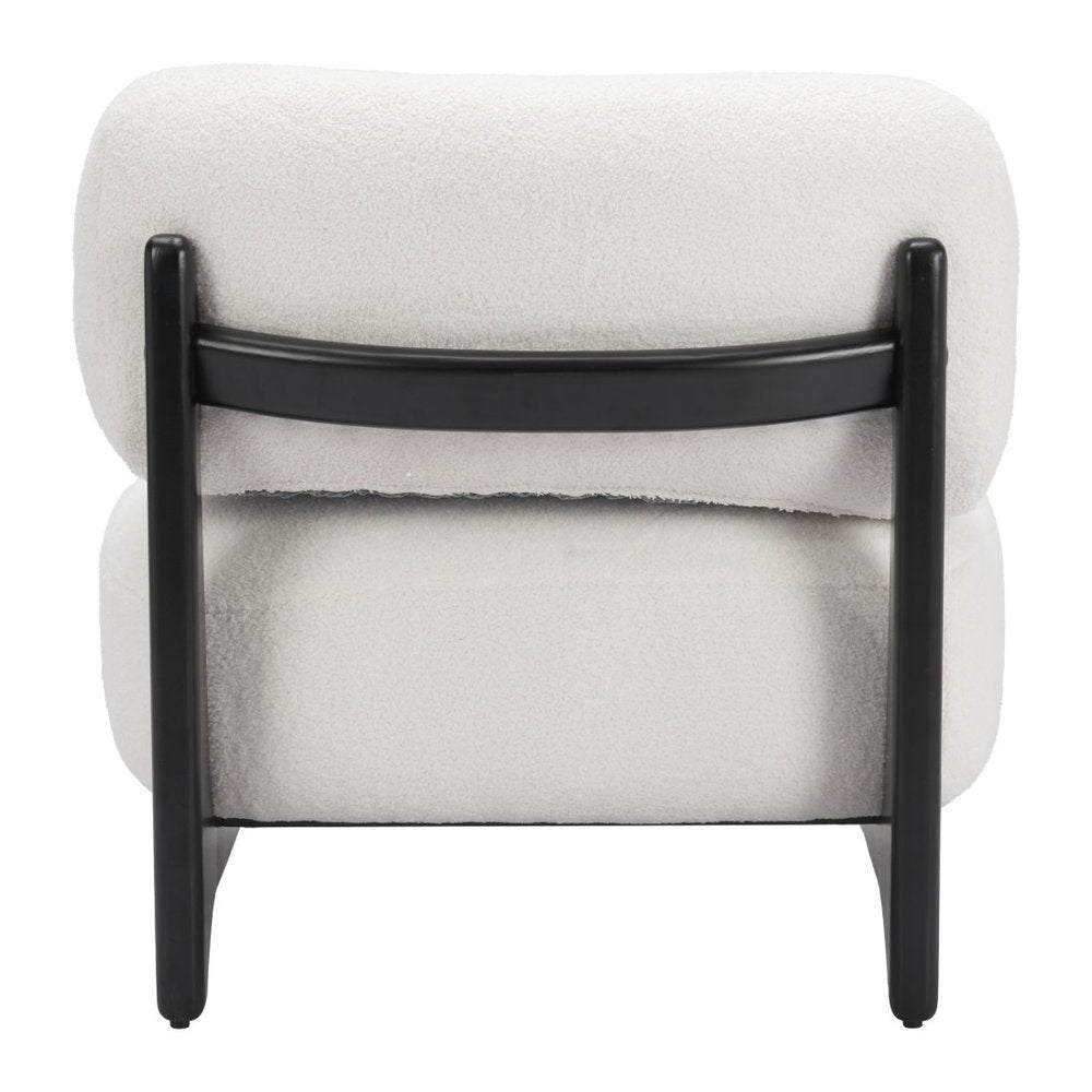 30" White And Black Sherpa And Upholstered Side Chair