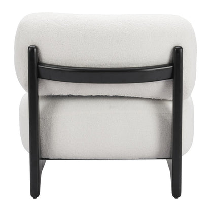 30" White And Black Sherpa And Upholstered Side Chair