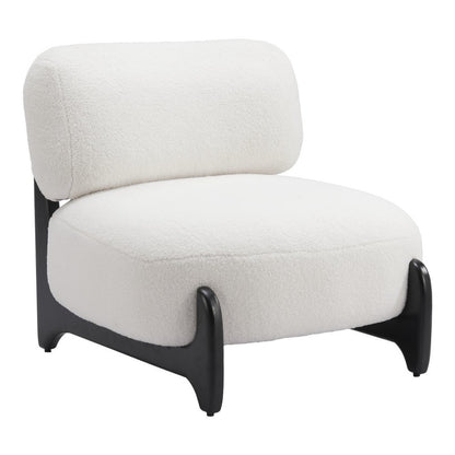 30" White And Black Sherpa And Upholstered Side Chair
